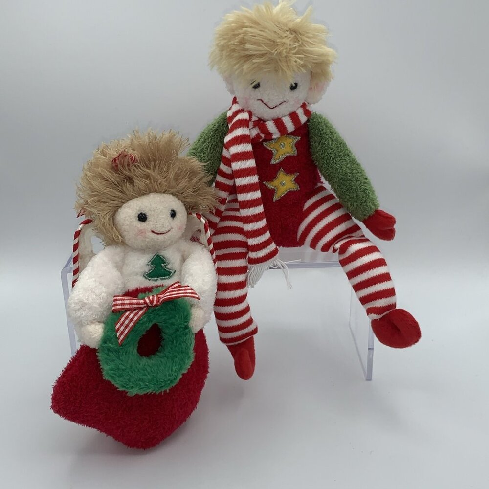 Douglas Cuddle Set Christmas Toy 8 Inches Original Tags Noel Angel And Pixie Elf